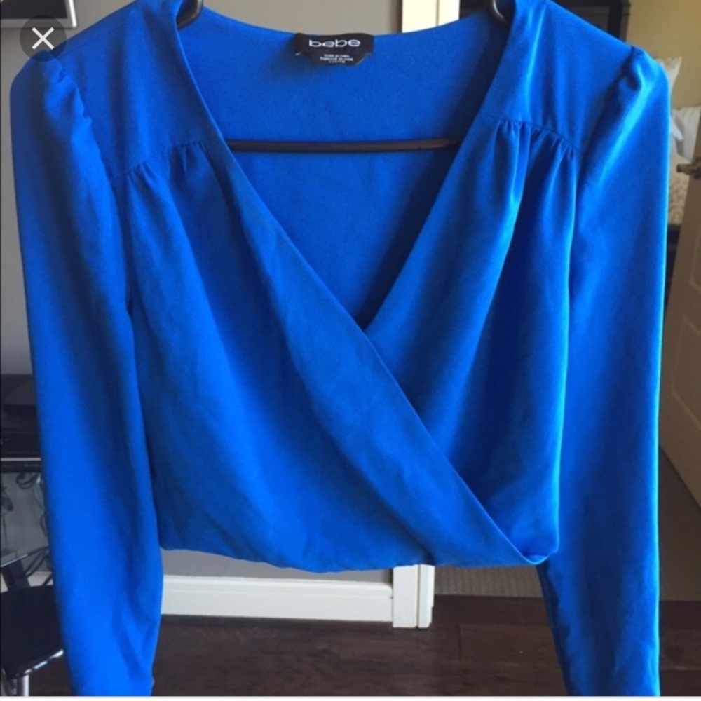 Bebe Blue Long Sleeve Crop Top